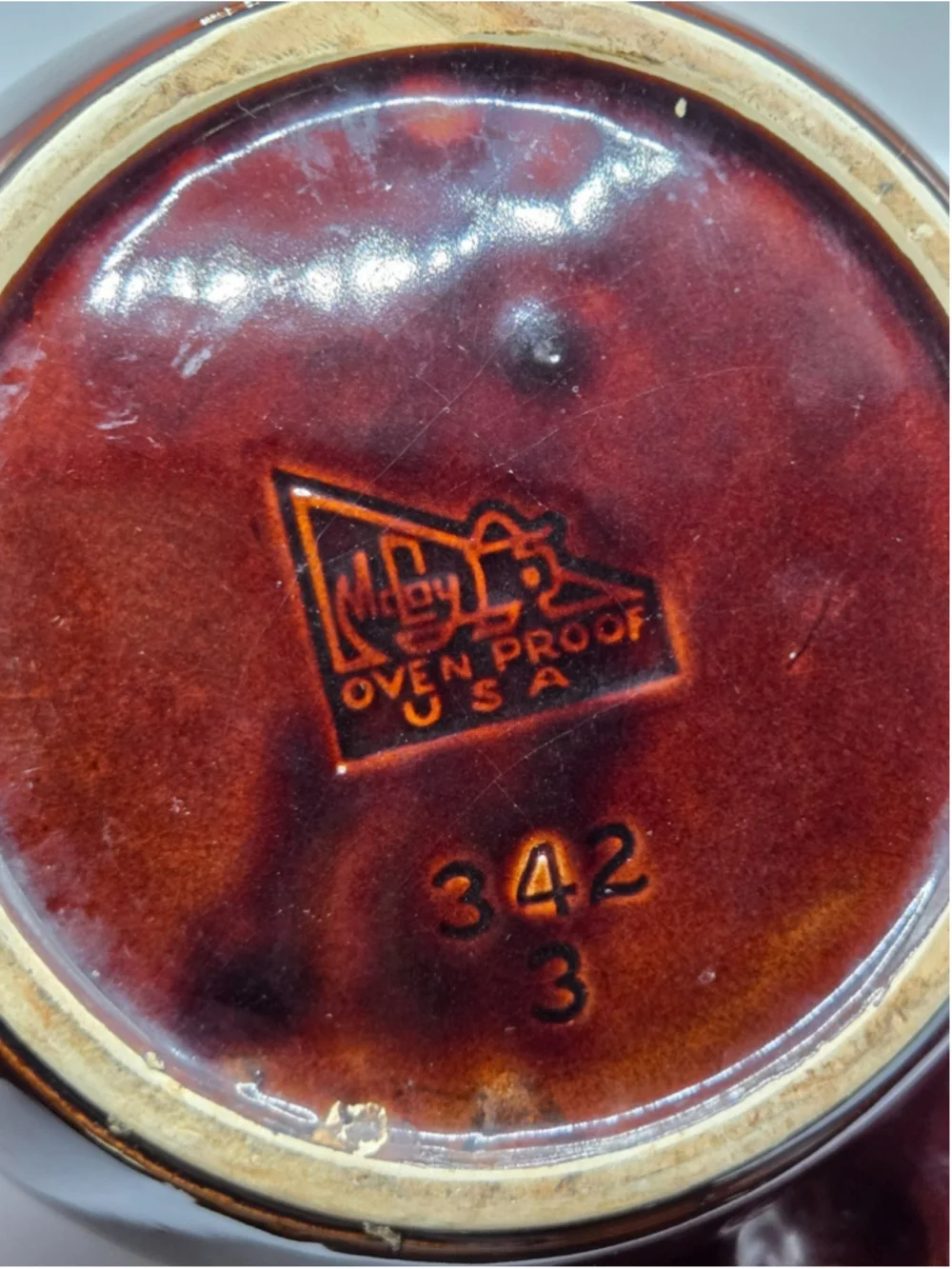 Vintage McCoy Pottery Brown Drip Bean Pot #342 Casserole Crock Lid As Is Decor